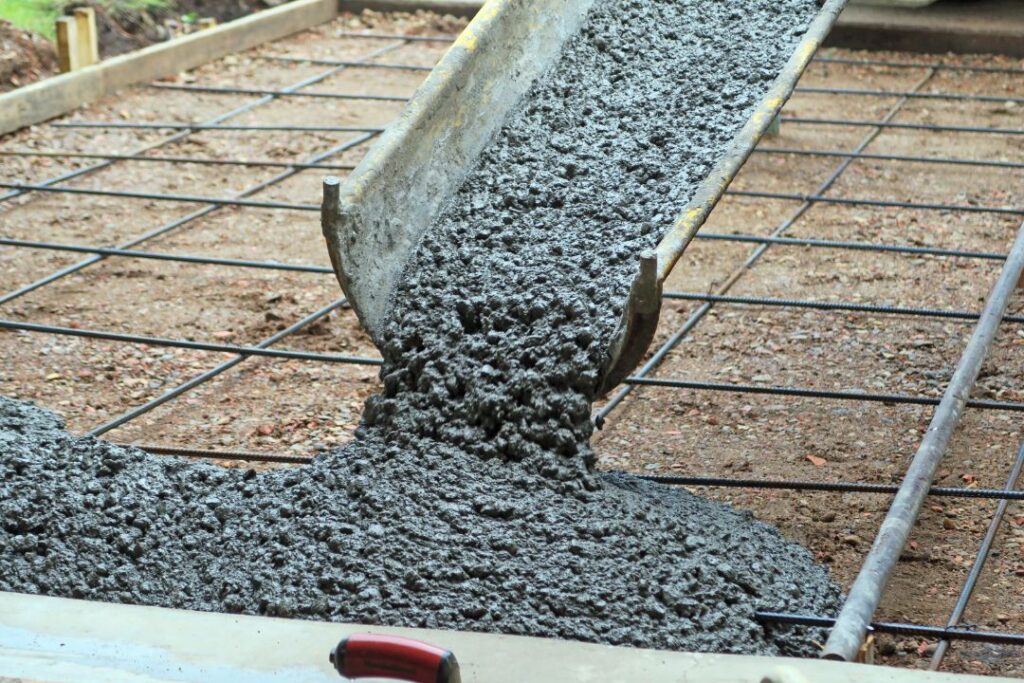 freshly poured concrete for driveway