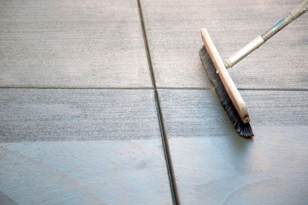 Textured broom finish on concrete for added traction