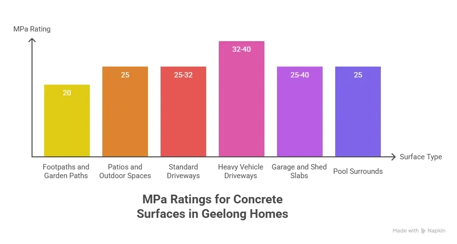 MPa rating for concrete surfaces