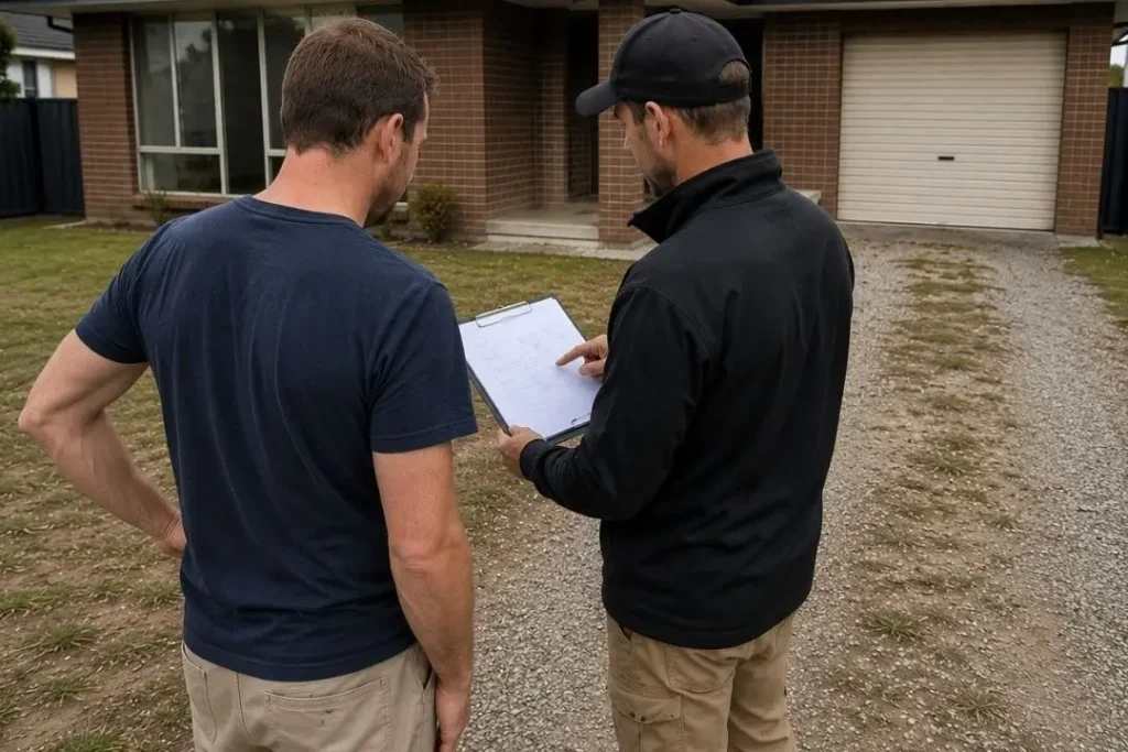 consulting with a concrete contractor