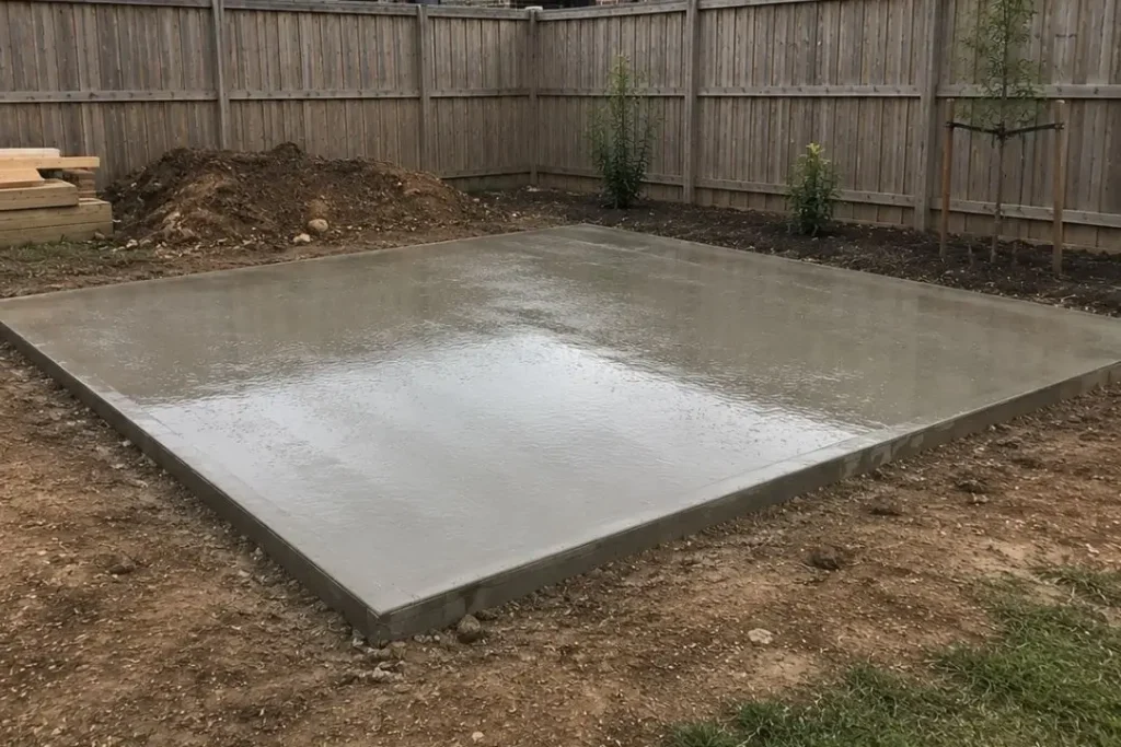 moist concrete surface